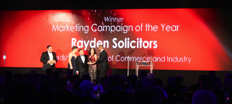 Rayden Solicitors Winner of Marketing Campaign of the Year